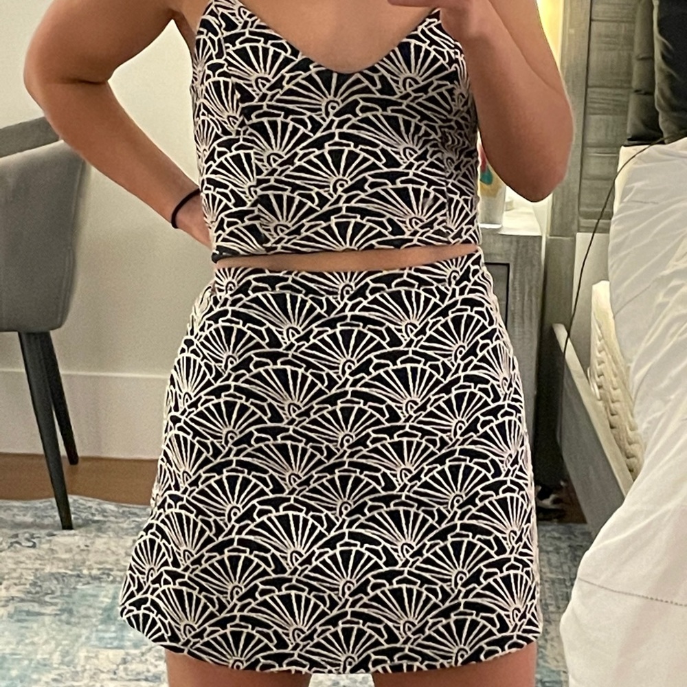 Dark Navy & white circle skirt